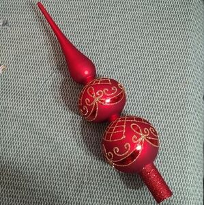 Double Ball Tree Topper Final Gold Glitter Satin Red Paintes Base